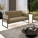 Ver imagem 2 de Sofá Namoradeira Base Industrial Alta Preto Marisa Suede D03 - D’Rossi Marrom Rato