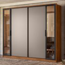 Ver imagem 2 de Guarda Roupa Casal Laredo 4 Portas Flex Nogueira/nude Prime com Vidro Reflecta - Demartêz