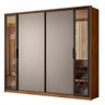Guarda Roupa Casal Laredo 4 Portas Flex Nogueira/nude Prime com Vidro Reflecta - Demartêz - 1