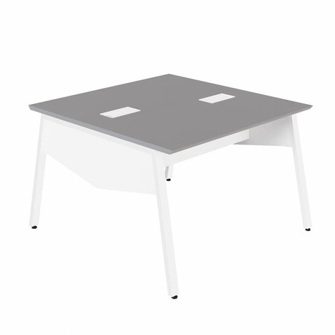 Plataforma de Trabalho para 2 Pessoas com Caixa de Tomadas 120cm Industrial Executive Cinza Sagrado e Branco