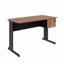 Ver imagem 4 de Mesa Escrivaninha Pés Metal 120cm x 60cm com Gaveteiro Suspenso 2 Gavetas F5 Office Cor:Nogal com