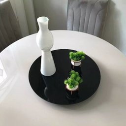Prato Bandeja Giratória Sobrepo Centro Mesa Mdf Laqueado com Vidro Fixo 60cm - 4