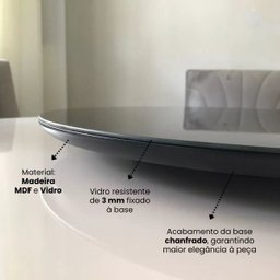 Prato Bandeja Giratória Sobrepo Centro Mesa Mdf Laqueado com Vidro Fixo 60cm - 2