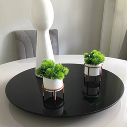 Prato Bandeja Giratória Sobrepo Centro Mesa Mdf Laqueado com Vidro Fixo 60cm - 3