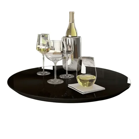 Prato Bandeja Giratória Sobrepo Centro Mesa Mdf Laqueado com Vidro Fixo 60cm