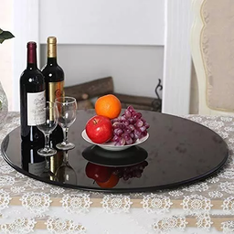 Prato Bandeja Giratória Sobrepo Centro Mesa Mdf Laqueado com Vidro Fixo 60cm - 7