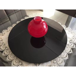 Prato Bandeja Giratória Sobrepo Centro Mesa Mdf Laqueado com Vidro Fixo 60cm - 6