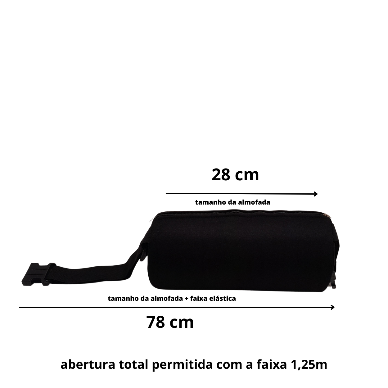 Apoio Lombar Formato Rolo com Elástico de Fixação Preto - 5