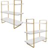 Kit 02 Prateleiras Tripla Hone de 25 Cm - Dourado/branco - 1