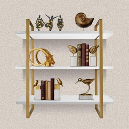 Kit 02 Prateleiras Tripla Hone de 25 Cm - Dourado/branco - 2 Kit 02 Prateleiras Tripla Hone de 25 Cm - Dourado/branco - 2