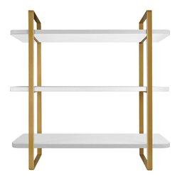 Kit 02 Prateleiras Tripla Hone de 25 Cm - Dourado/branco - 3 Kit 02 Prateleiras Tripla Hone de 25 Cm - Dourado/branco - 3