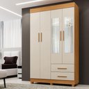 Ver imagem 2 de Guarda Roupa Leblon 4 Portas 2 Gavetas 5 Prateleiras Cinamomo Off