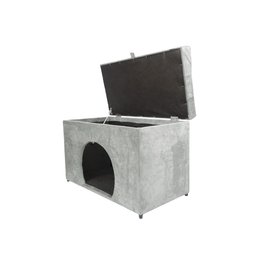 Puff Pet Baú Estofado para Cachorro e Gato - Cinza Claro - 2