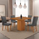 Ver imagem 1 de Mesa de Jantar Eloise 90cm Tampo MDF Laminado Canto Copo com 4 Cadeiras Lisa