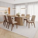 Ver imagem 1 de Conjunto para Sala de Jantar com 8 Cadeiras Olivia Marrom/Nature/Caramelo/Creme