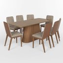 Ver imagem 2 de Conjunto para Sala de Jantar com 8 Cadeiras Olivia Marrom/Nature/Caramelo/Creme