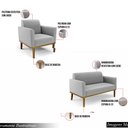 Ver imagem 3 de Conjunto Poltrona e Namoradeira Decorativa Isabella Pés Fixo em Madeira Castanho Suede Cinza G19 - G