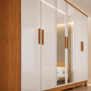 Ver imagem 4 de Guarda Roupa Casal com Espelho 6 Portas 4 Gavetas MDF Nina Naturale Off White Bianch