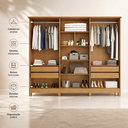 Ver imagem 3 de Guarda Roupa Casal com Espelho 6 Portas 4 Gavetas MDF Nina Naturale Off White Bianch