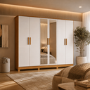 Ver imagem 1 de Guarda Roupa Casal com Espelho 6 Portas 4 Gavetas MDF Nina Naturale Off White Bianch