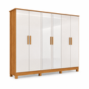 Ver imagem 2 de Guarda Roupa Casal com Espelho 6 Portas 4 Gavetas MDF Nina Naturale Off White Bianch