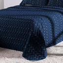 Ver imagem 1 de Kit 3 Pçs Cobre Leito Casal King Heitor Hipercal 400 Fios Bordado: Azul Marinho