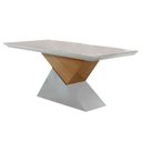 Ver imagem 1 de Mesa de Sala Jantar Dubai + Tampo Madeirado Vidro Reto 180x90cm Imbuia/off White - Rufato