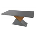Ver imagem 2 de Mesa de Sala Jantar Dubai + Tampo Madeirado Vidro Reto 180x90cm Imbuia/off White - Rufato