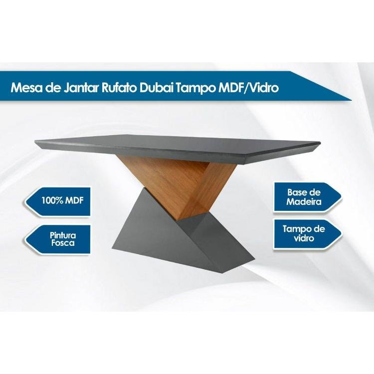MESA JANTAR OVAL COM TAMPO DE VIDRO - 2581 (somente mesa)
