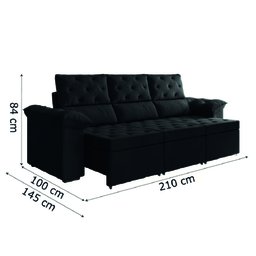 Sofá Retrátil York 3 Lugares 2,10m Suede - 3