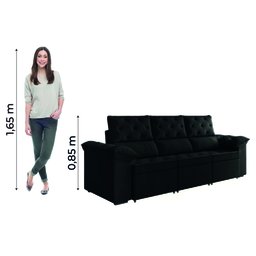Sofá Retrátil York 3 Lugares 2,10m Suede - 5