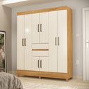 Ver imagem 1 de Guarda Roupa Roupeiro Casal 8 Portas 2 Gavetas Munique Cinamon Touch Off White Demóbile