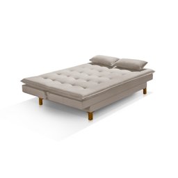 Sofá Cama Bangkok Costura Capitonê Sofisticado em Madeira - 3