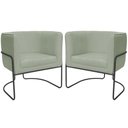 Ver imagem 1 de Kit 02 Poltronas Decorativas Betina Base Aço Preto Bouclé Verde Claro - Nexta Casa