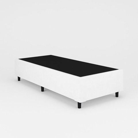 Box Base Blindado Suede Solteirinho 78x188x38 - Novo:branco