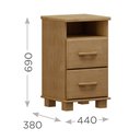 Ver imagem 2 de Mesa Cabeceira Madeira Maciça Mesinha Quarto 2 Gavetas Boho:freijo