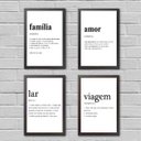 Ver imagem 2 de Kit 4 Quadros Definição LAR AMOR FAMÍLIA VIAGEM 45x34cm - com vidro:Madeira branca