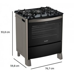 Fogão Esmeralda Glass 5 Bocas 5087 Esmaltec - 5