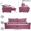 Ver imagem 2 de Sofá Retrátil e Reclinável 2,55m Cama inBox Big Fresh com SoftGel D40 Velupluma Rose