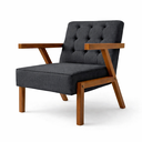 Ver imagem 4 de Kit 2 Poltronas Zara Tecido Linho Moderna Decorativa Braços Pés Madeira Maciça para Sala de Estar Es