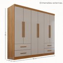Ver imagem 5 de Guarda Roupa Casal Modulado de Canto Crsal 11 Portas de Bater 4 Gavetas MDP Cinamomo-Off White
