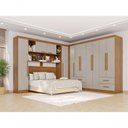 Ver imagem 1 de Guarda Roupa Casal Modulado de Canto Crsal 11 Portas de Bater 4 Gavetas MDP Cinamomo-Off White
