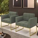 Ver imagem 5 de Poltrona Decorativa Industrial Dourado Kit 2 Elisa Bouclê D03 Verde Pistache