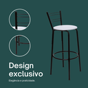 Ver imagem 4 de Kit 3 Banquetas para Balcão Bancada Cozinha Bistrô Ilhas Gourmet Bares Banco Flórida Preta