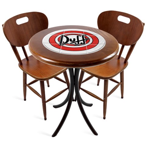 Conjunto Mesa Madeira Azulejo 60cm - Bistrô Fixa 78cm + 2 Cadeiras 43 - Natural - Duff