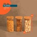 Ver imagem 2 de KIT POTE HERMÉTICO VIDRO QUAD TAMPA DE BAMBU 3 PÇS OIKOS