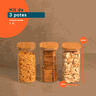 KIT POTE HERMÉTICO VIDRO QUAD TAMPA DE BAMBU 3 PÇS OIKOS - 2