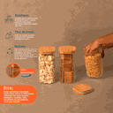 Ver imagem 3 de KIT POTE HERMÉTICO VIDRO QUAD TAMPA DE BAMBU 3 PÇS OIKOS