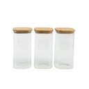 Ver imagem 1 de KIT POTE HERMÉTICO VIDRO QUAD TAMPA DE BAMBU 3 PÇS OIKOS