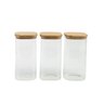 KIT POTE HERMÉTICO VIDRO QUAD TAMPA DE BAMBU 3 PÇS OIKOS - 1